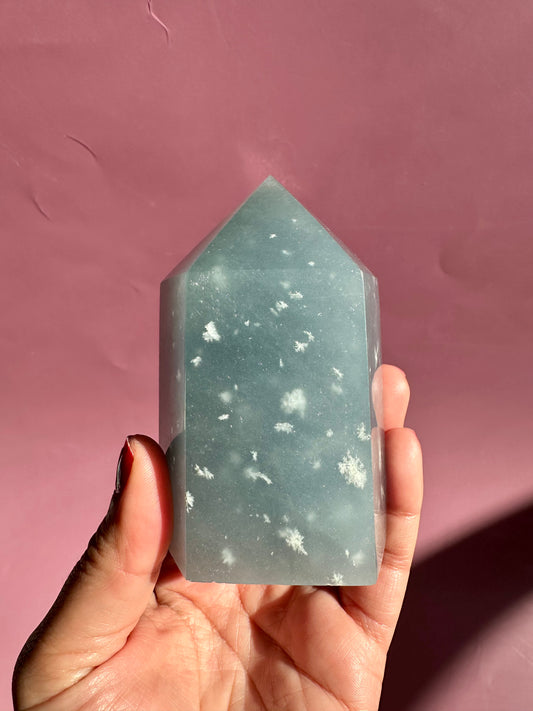 Large Peruvian Snowflake Angelite Tower - B