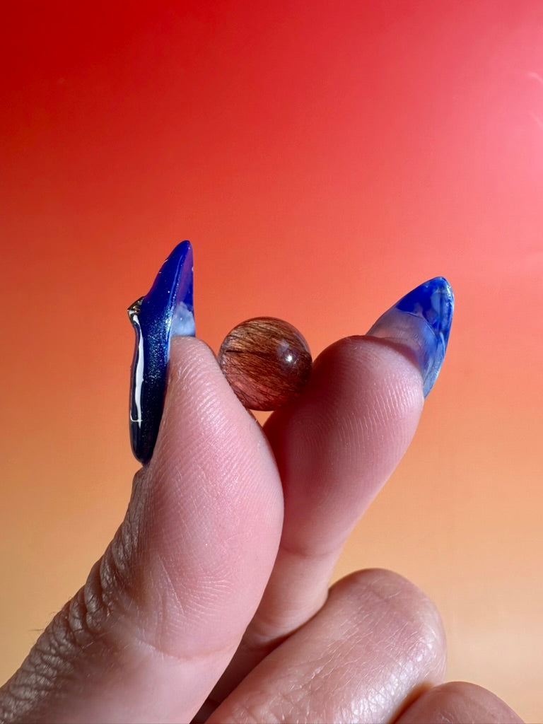 Teeny Copper Rutilated Quartz Sphere | Mini Crystal