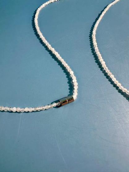 2mm Faceted Moonstone Necklace & Bracelet Wrap | Magnetic Clasp Jewelry