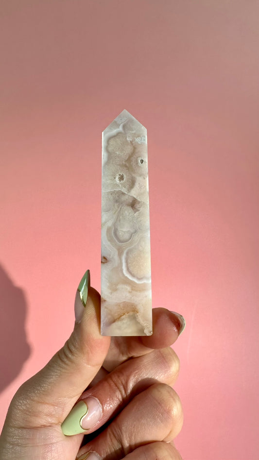 Druzy Flower Agate Obelisk – Option D