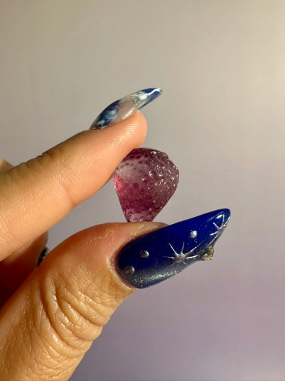 Mini Rainbow Fluorite Strawberry | Crystal Carving