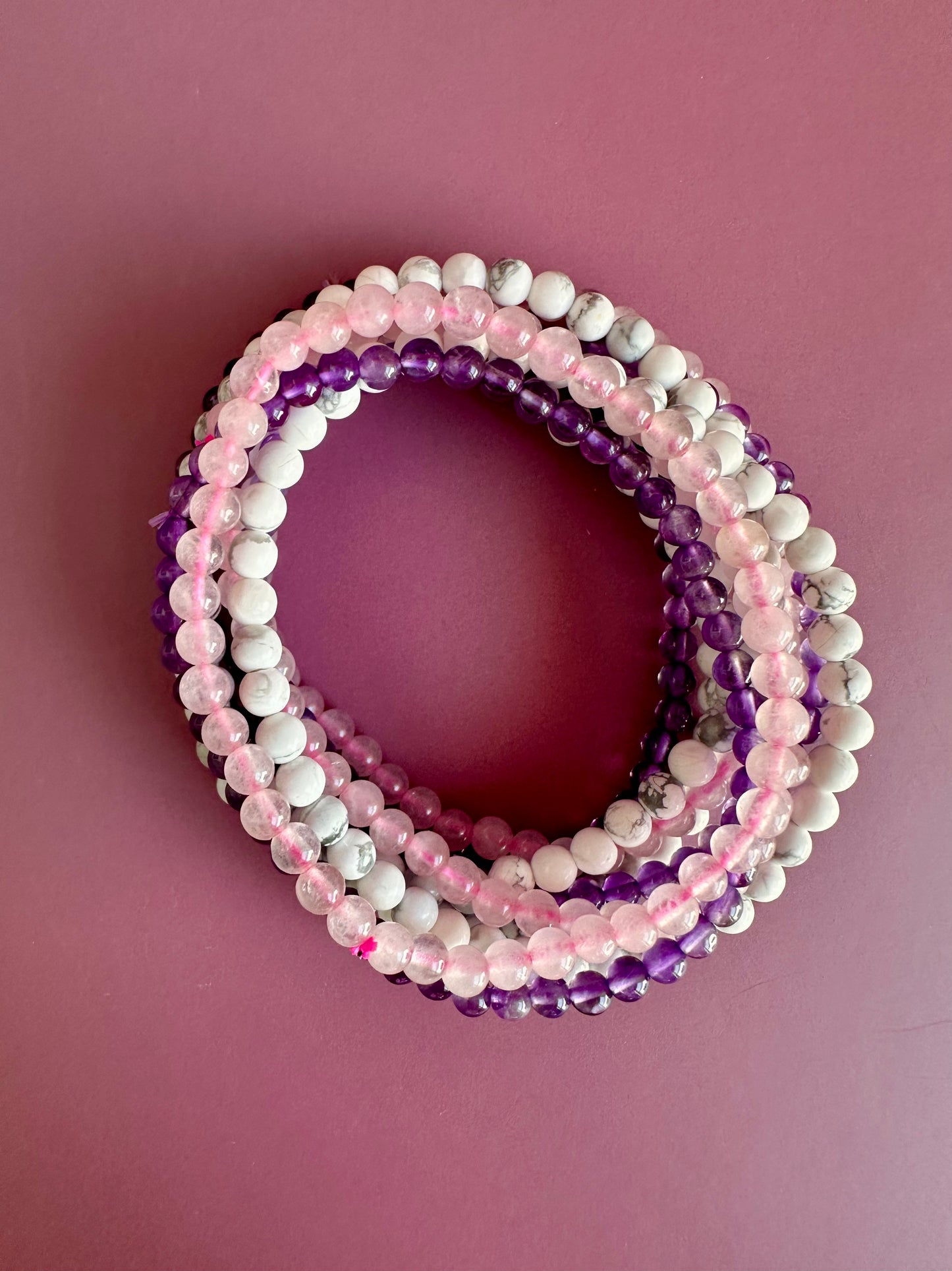 Bracelet Bundle Set: “The Kind Heart” - Rose Quartz, Howlite, Amethyst