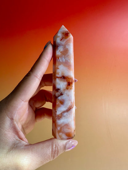 Carnelian Flower Agate Tower Option I | Courage, Creativity & New Beginnings Crystal