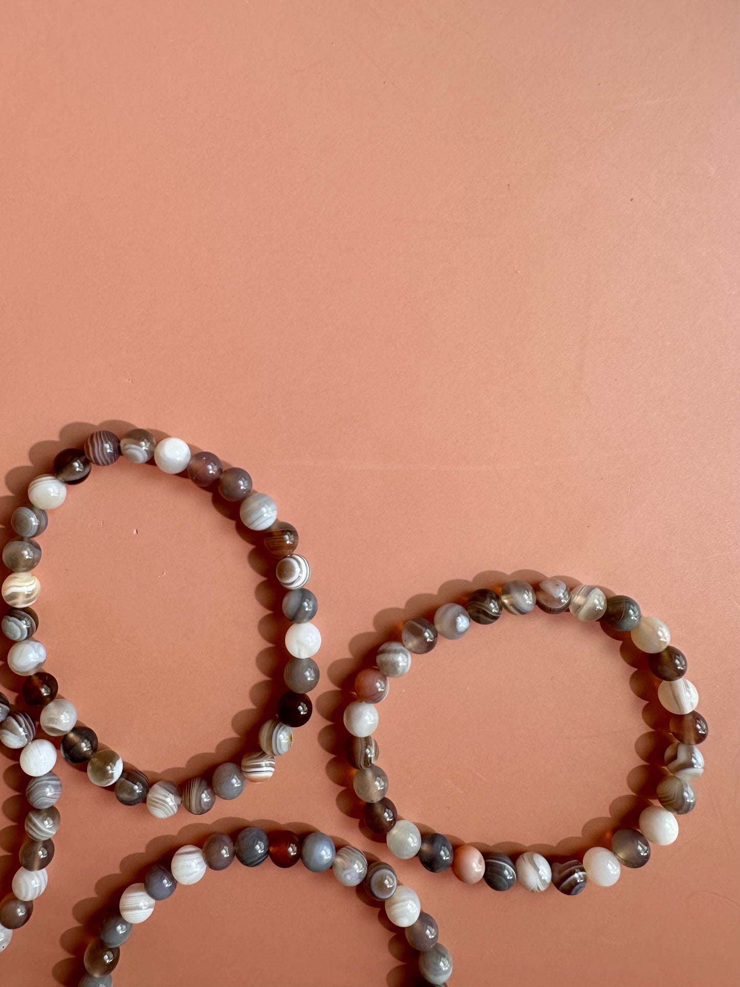 6mm Botswana Agate Beaded Bracelet