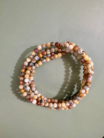 4mm Yellow Crazy Lace Agate Bracelet
