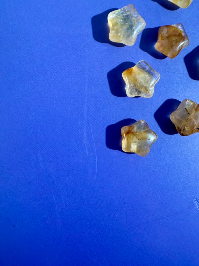 Mini Golden Healer Quartz Star | Crystal Carving