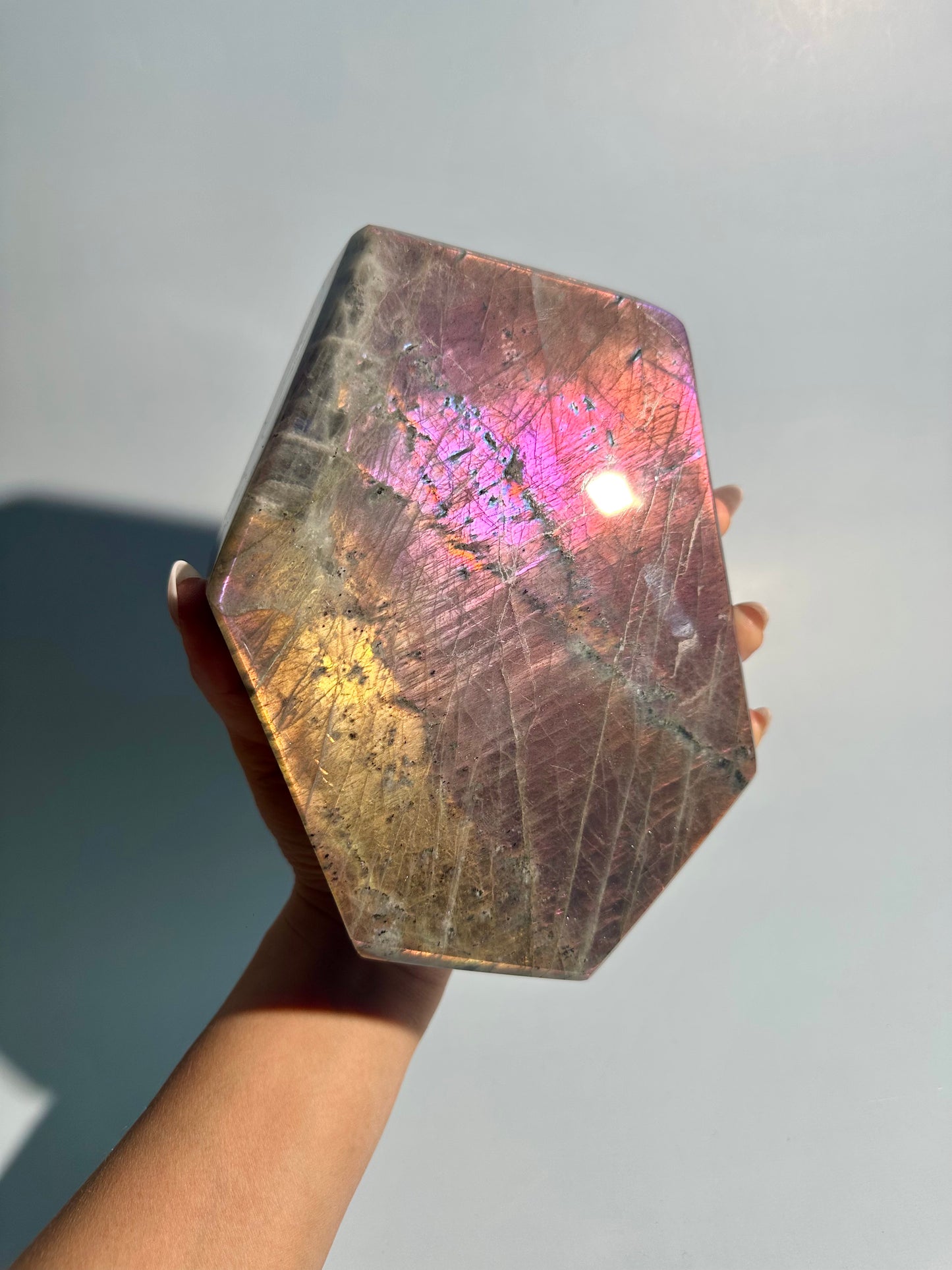 Extra Large Dual Sunset and Orange Flash Labradorite Standing  Freeform – Option B