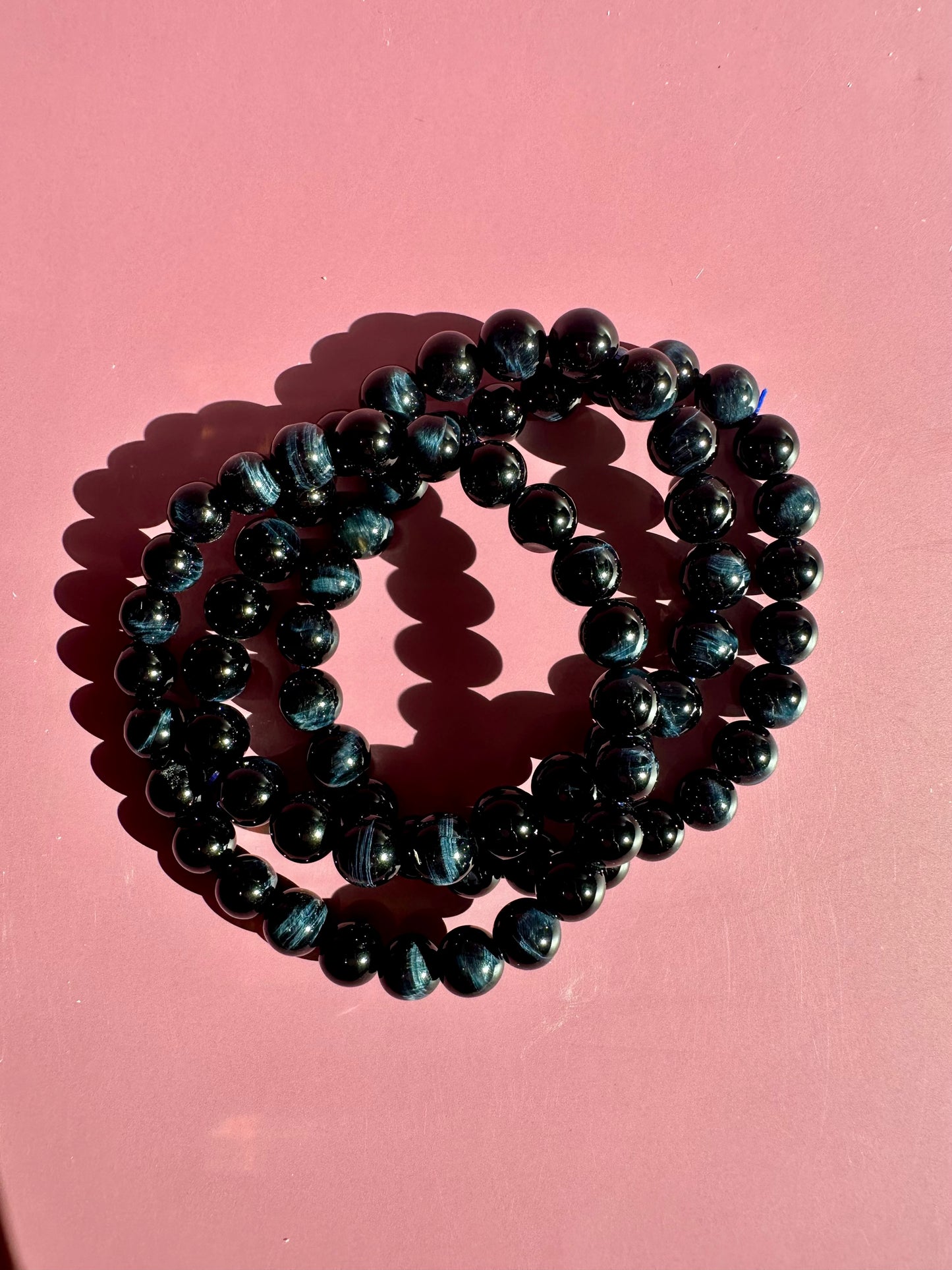 8mm Blue Tiger’s Eye Beaded Bracelet