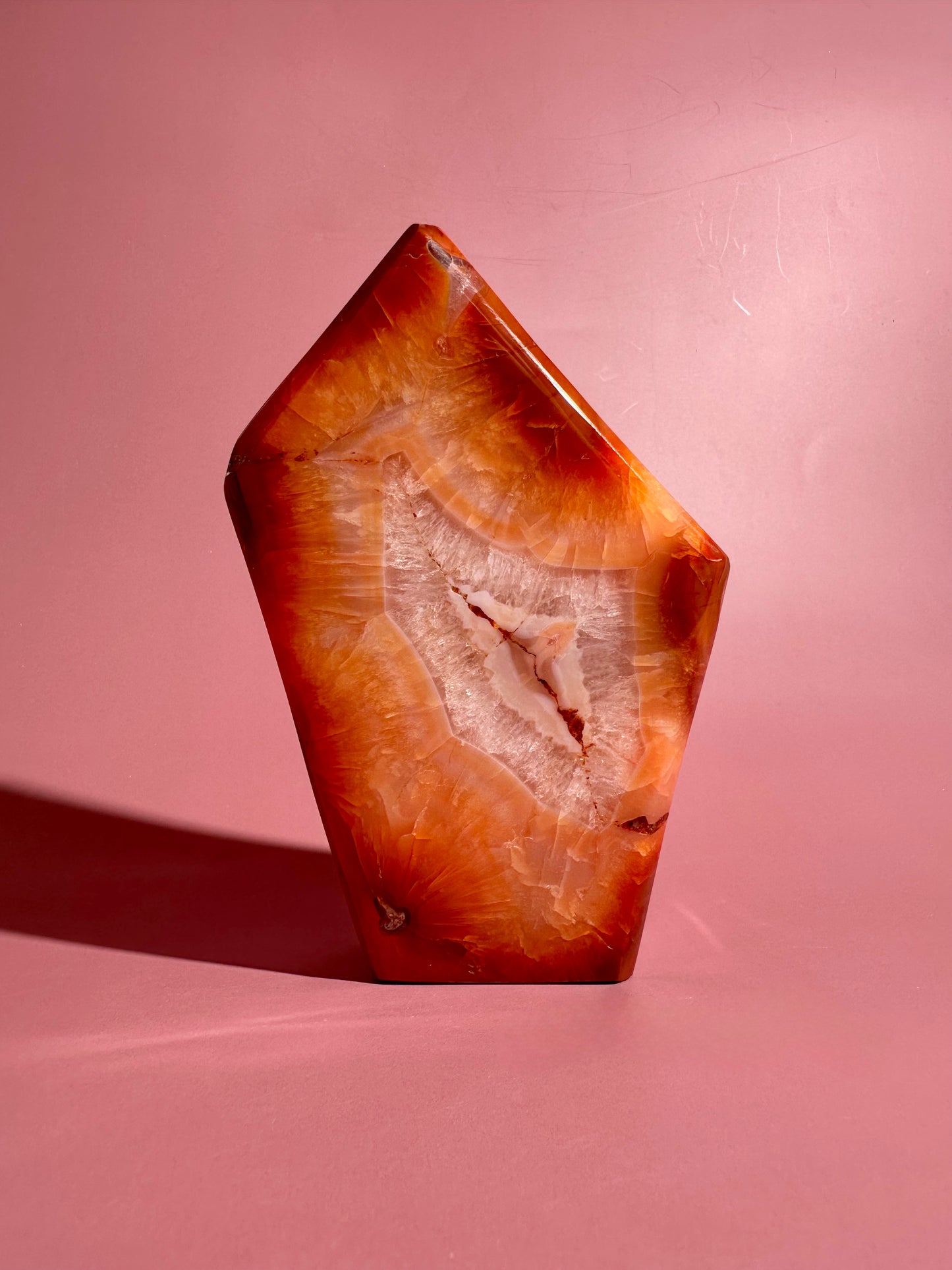 Carnelian Agate Geometric Freeform – Option L | Manifestation, Confidence & Vitality Energy