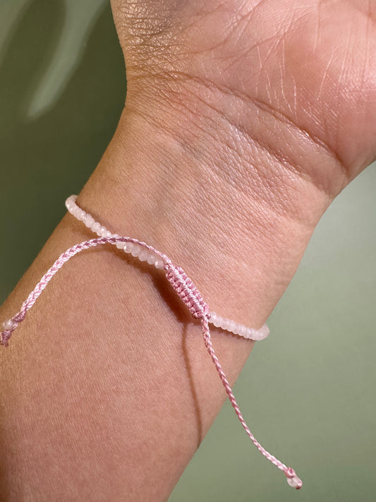2mm Rose Quartz Adjustable Beaded Bracelet
