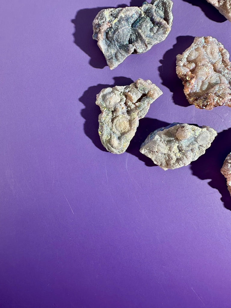 Intuitively Chosen Aura Chalcedony Specimen | Rainbow Crystal Display Piece