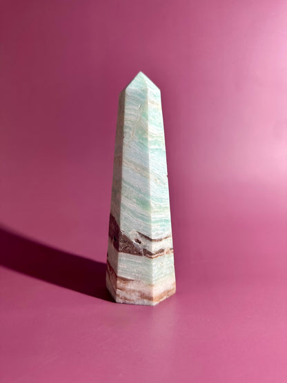 Caribbean Calcite Tower – Option D | Emotional Healing, Intuition & Coastal Serenity