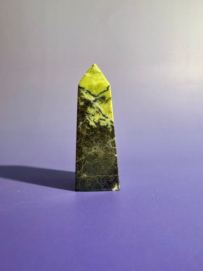 Perfectly Imperfect Serpentine with Pyrite Tower (Peru) Option A Misfit | Chipped Tip | Grounding Crystal