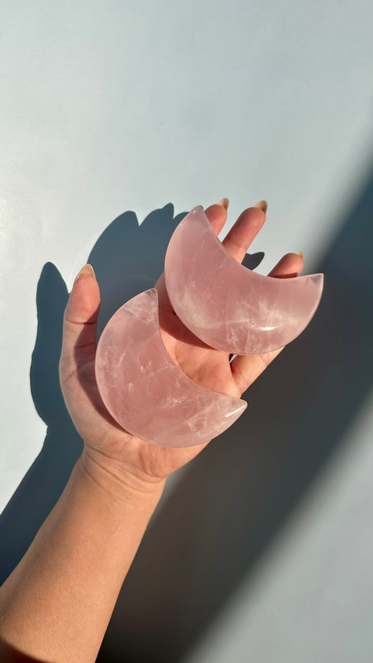 Rose Quartz Crescent Moon (Small, Medium, Large) - You Pick!