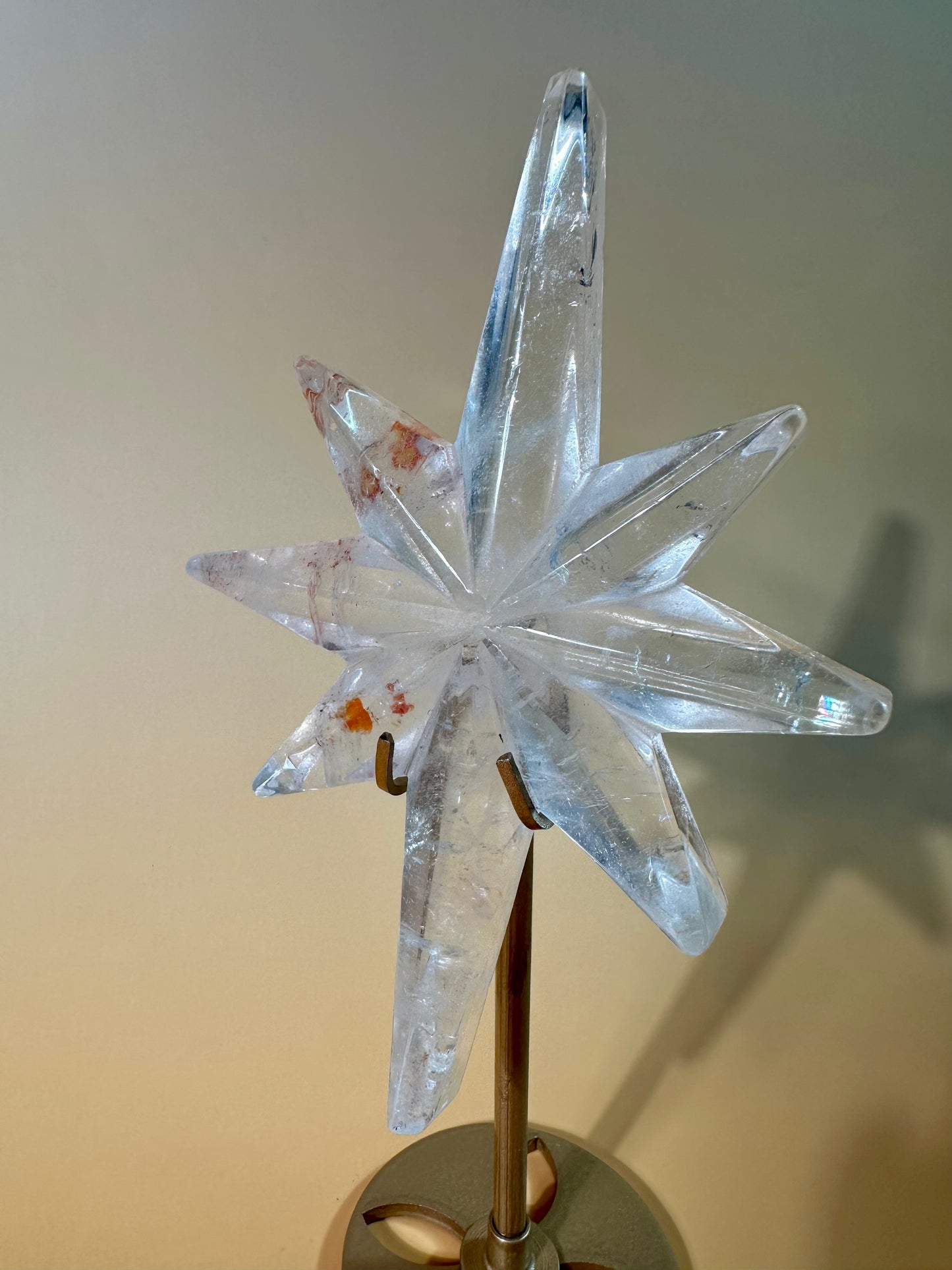 Clear Quartz Polaris Star on Gold Stand – Option A | Clarity, Guidance & Manifestation Crystal