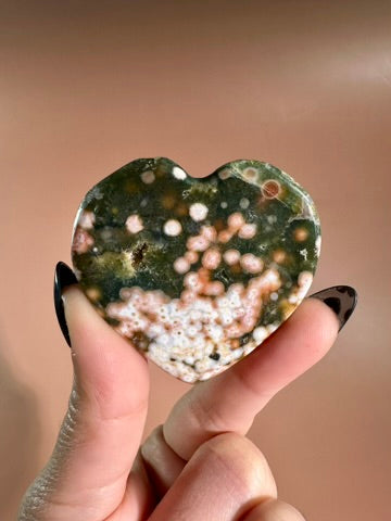 Ocean Jasper Heart Carving – C