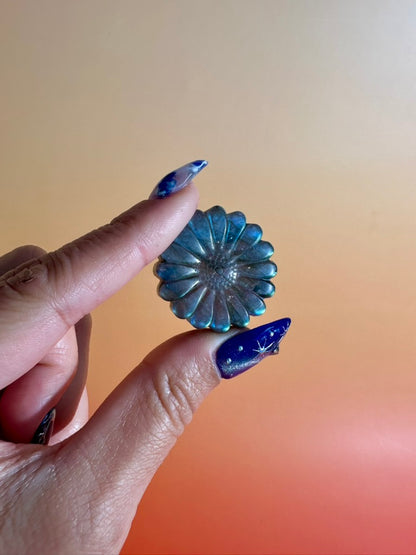 Labradorite Daisy | Flashy Flower Crystal Carving