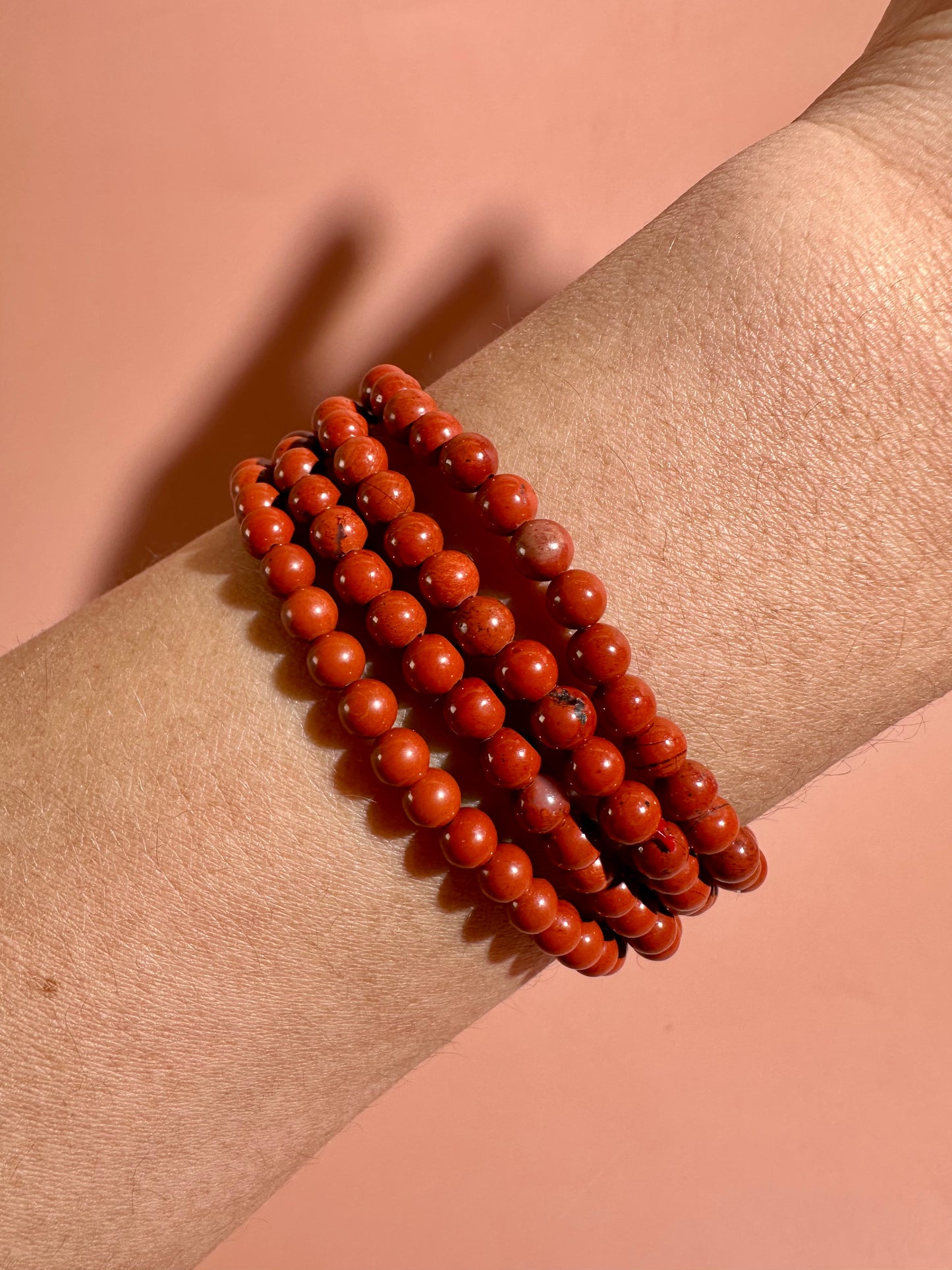 4mm Red Jasper Beaded Bracelet – Grounding Crystal