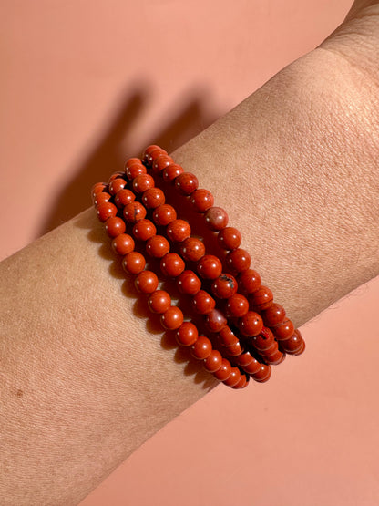 4mm Red Jasper Beaded Bracelet – Grounding Crystal