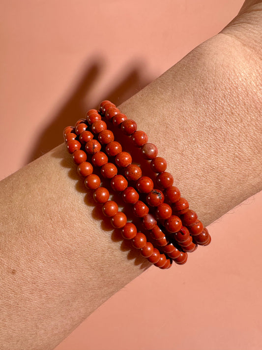 4mm Red Jasper Beaded Bracelet – Grounding Crystal