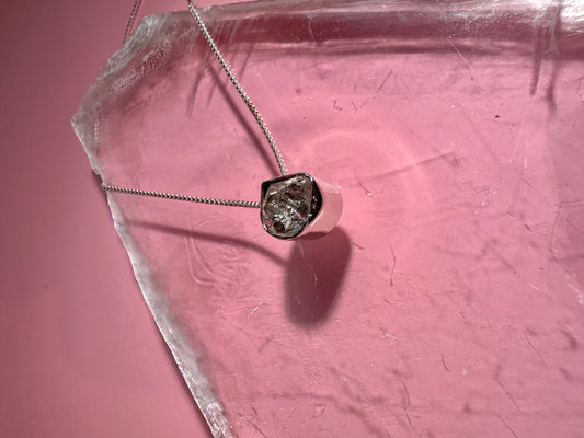 925 Sterling Silver Herkimer Diamond Bezel Slider Necklace