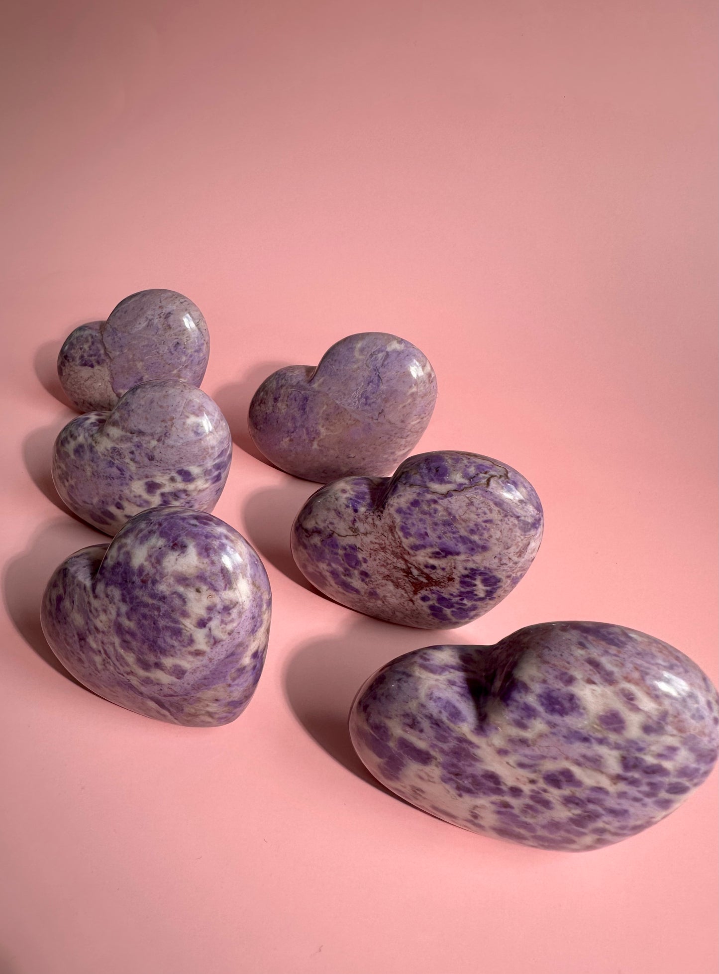 Purple Jade Standing Heart Carving