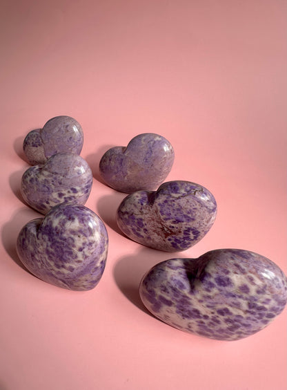 Purple Jade Standing Heart Carving