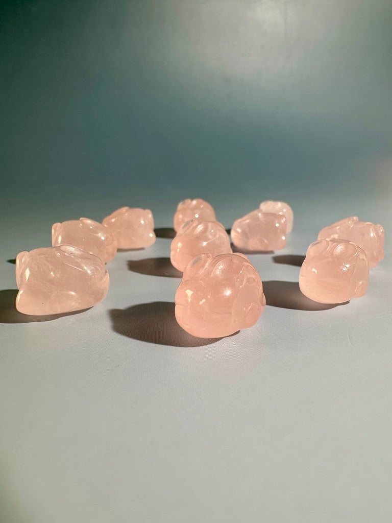 Mini Rose Quartz Bunny | Cute Pink Crystal Carving