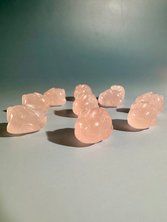 Mini Rose Quartz Bunny | Cute Pink Crystal Carving