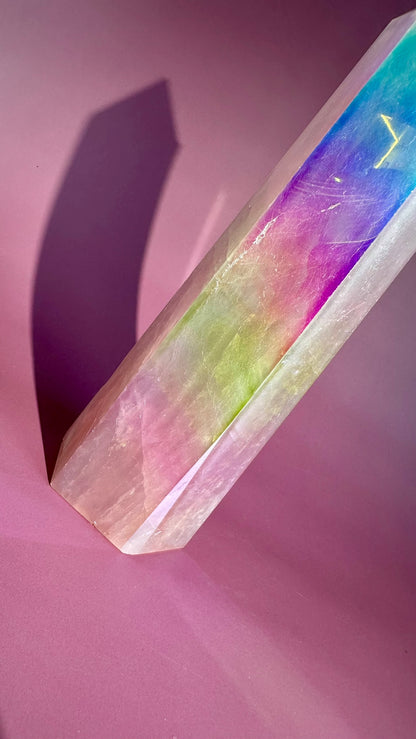 Aura Rose Quartz Tower – Option B (Large)