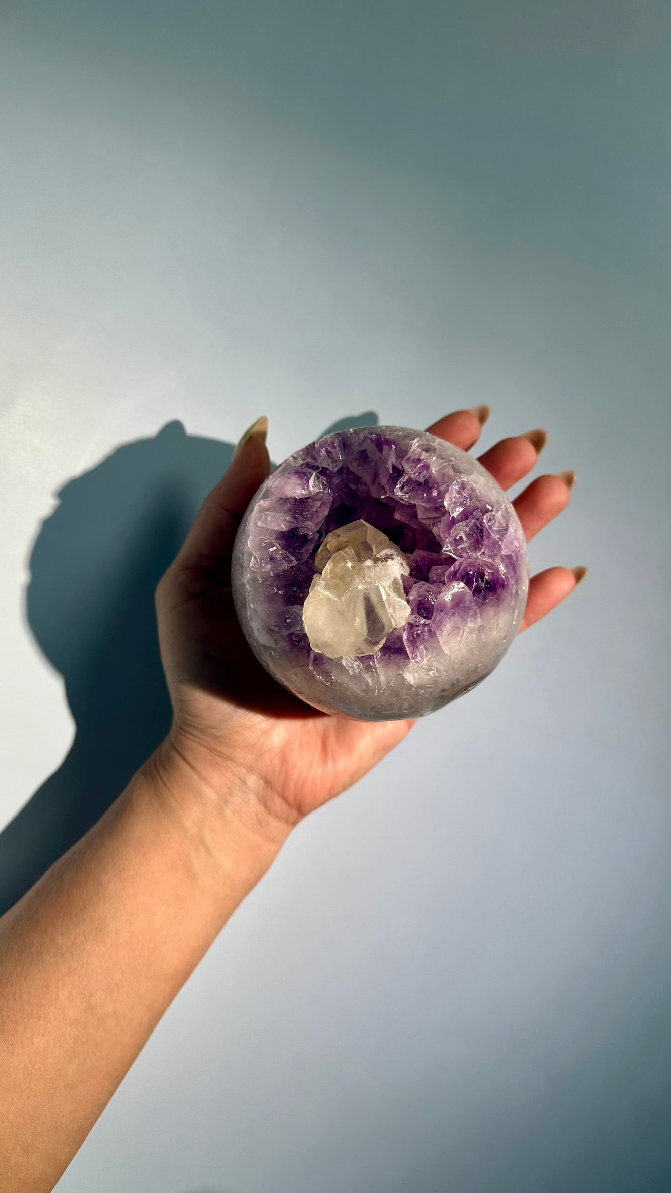 Amethyst Geode Sphere with Calcite – Option B