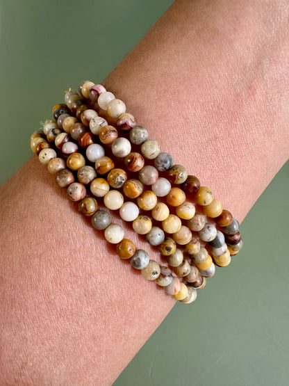4mm Yellow Crazy Lace Agate Bracelet