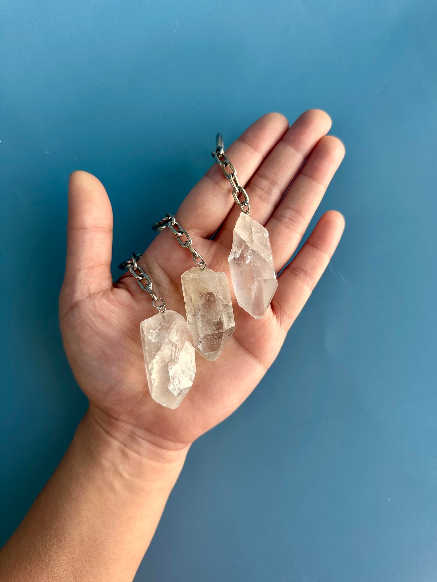 Raw Clear Quartz Point Keychain