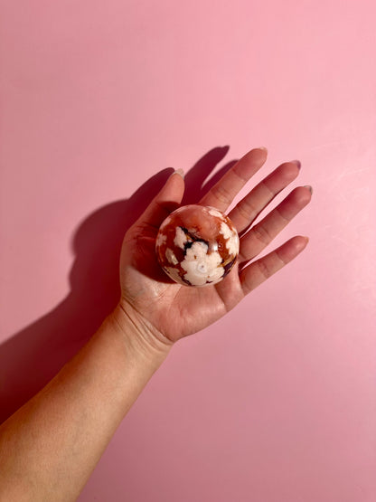 Carnelian Flower Agate Sphere Option C | Polished Crystal Sphere
