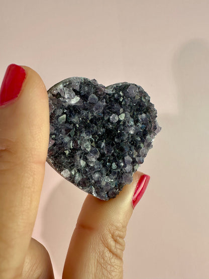 Small Druzy Amethyst Heart - A