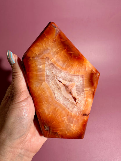 Carnelian Agate Geometric Freeform – Option L | Manifestation, Confidence & Vitality Energy