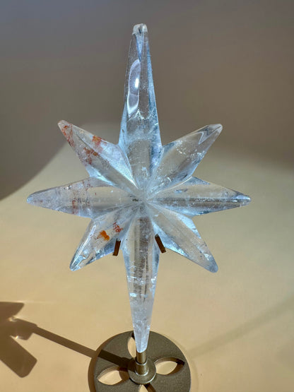 Clear Quartz Polaris Star on Gold Stand – Option A | Clarity, Guidance & Manifestation Crystal