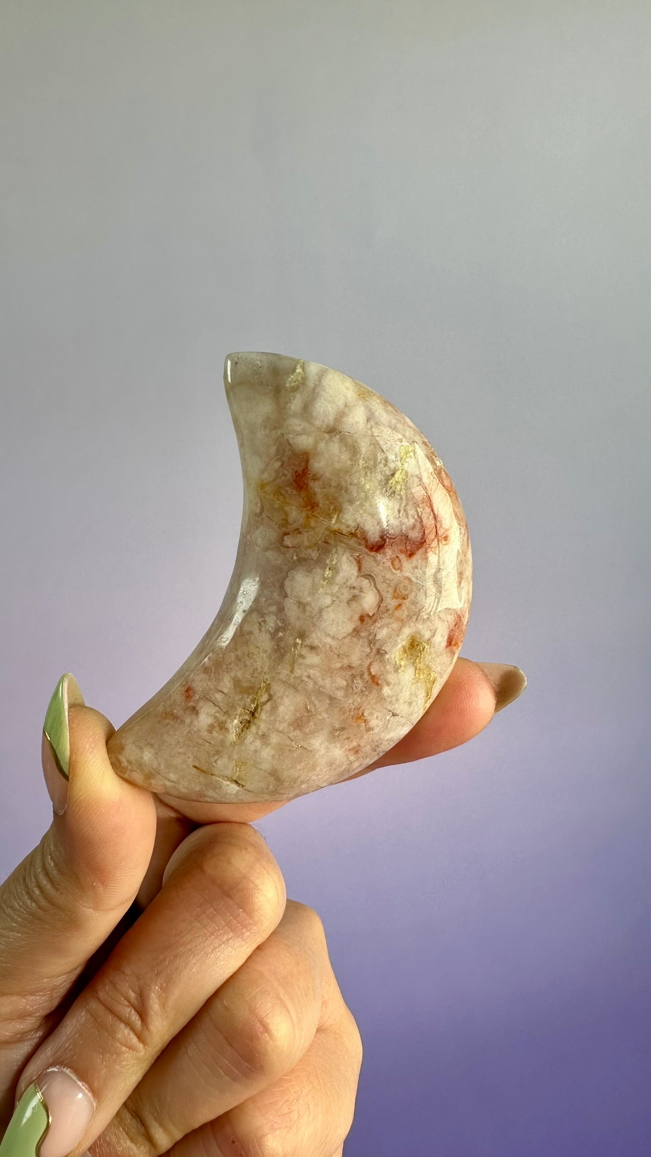 Flower Agate Crescent Moon – Option F