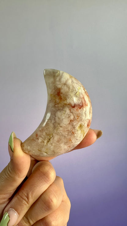 Flower Agate Crescent Moon – Option F