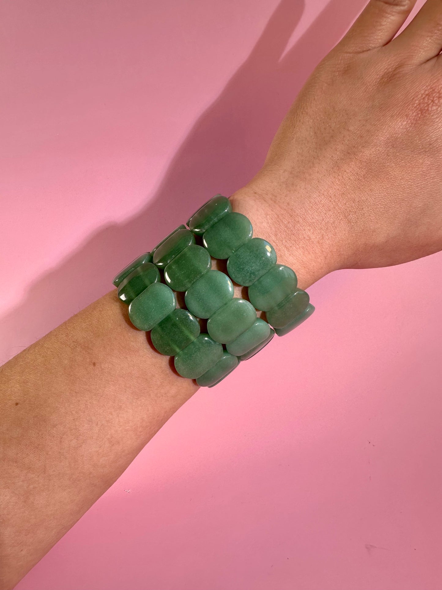 Flat Rectangle Green Aventurine Bracelet