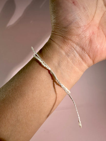 2mm Mother of Pearl Adjustable Beaded Bracelet