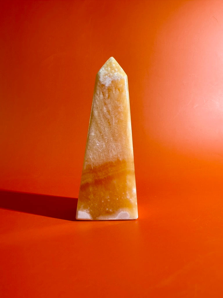 Orange Calcite Tower – Option A | Joy, Creativity & Positive Energy Crystal
