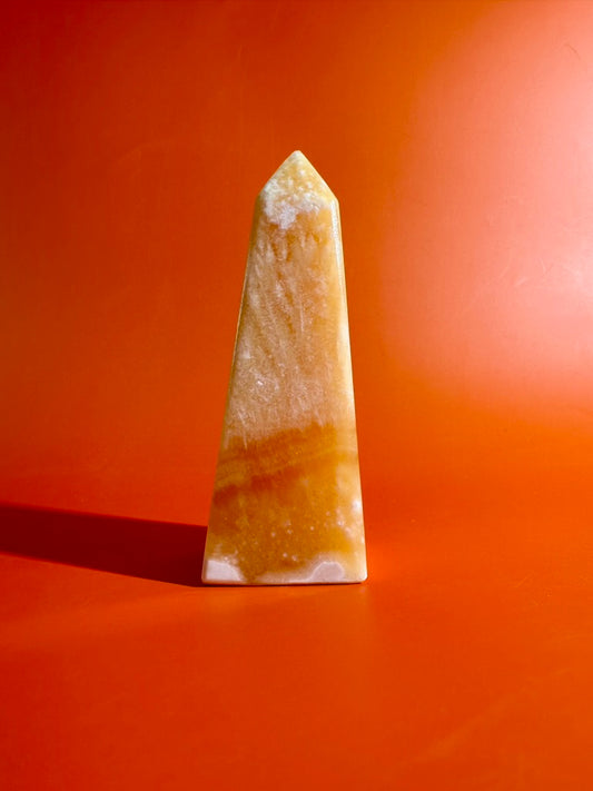 Orange Calcite Tower – Option A | Joy, Creativity & Positive Energy Crystal