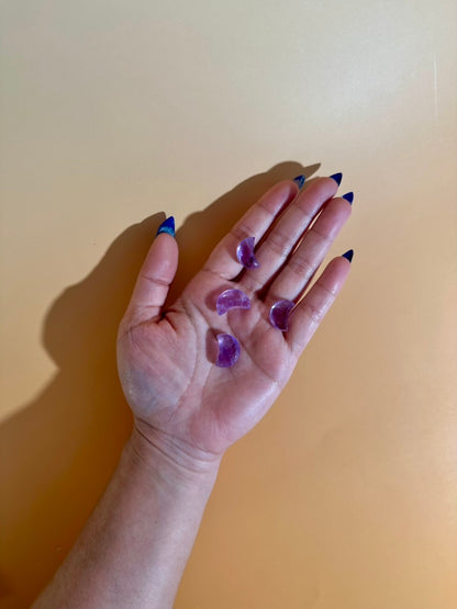 Mini Amethyst Crescent Moon | Purple Crystal Carving
