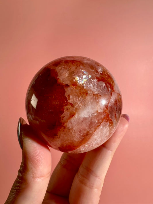 Fire Quartz Sphere – Option A | Confidence, Focus & Grounding Energy