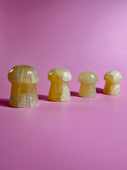 Lemon Calcite Mushroom Carving | Intuitively Chosen Happiness, Clarity & Confidence Energy