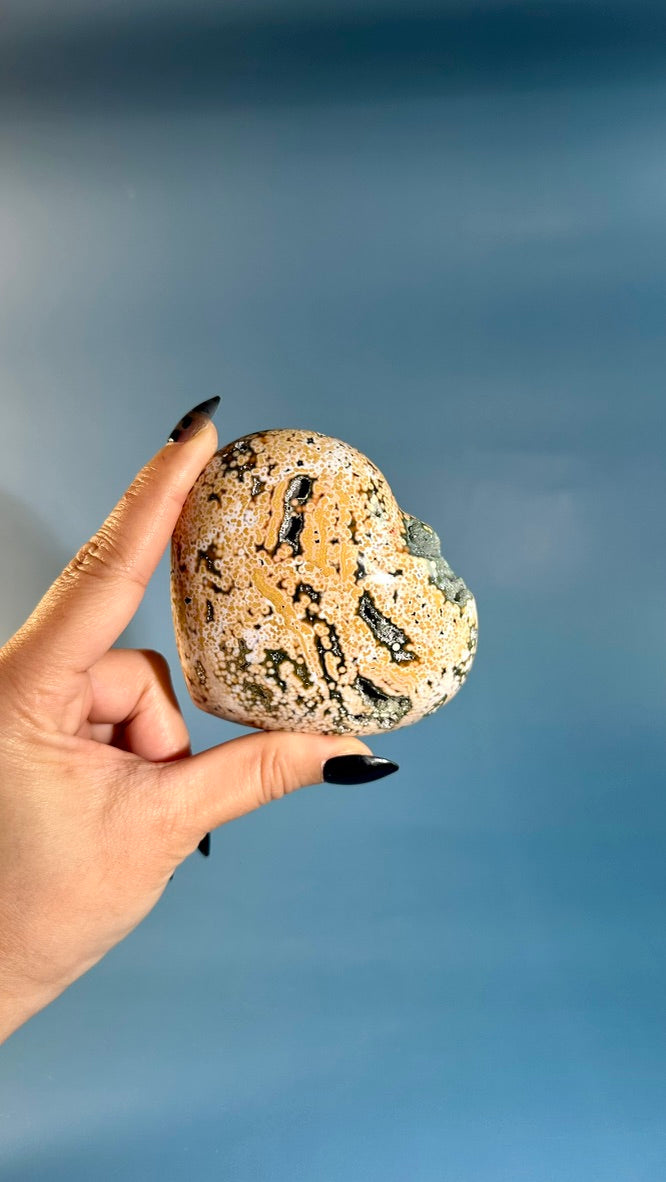 Ocean Jasper Heart with Druzy Pocket