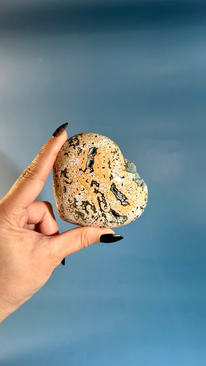 Ocean Jasper Heart with Druzy Pocket