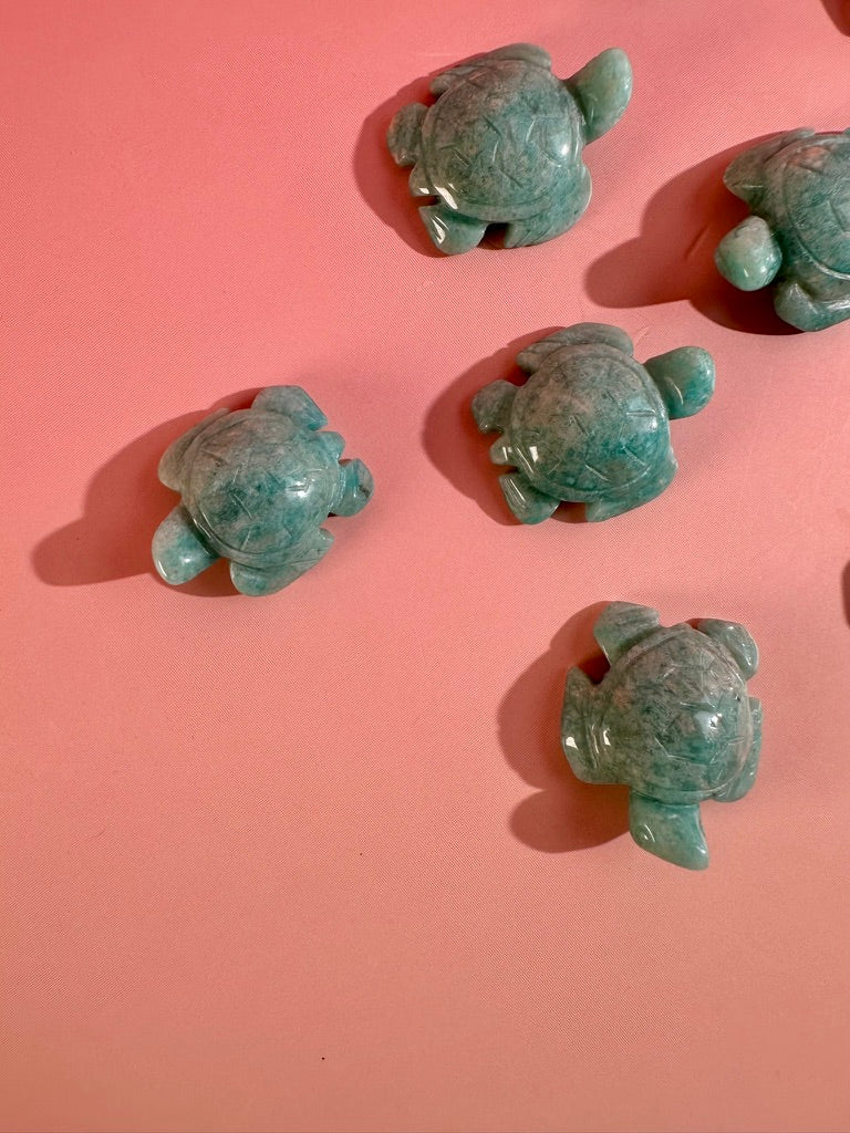 Mini Amazonite Sea Turtle | Crystal Carving