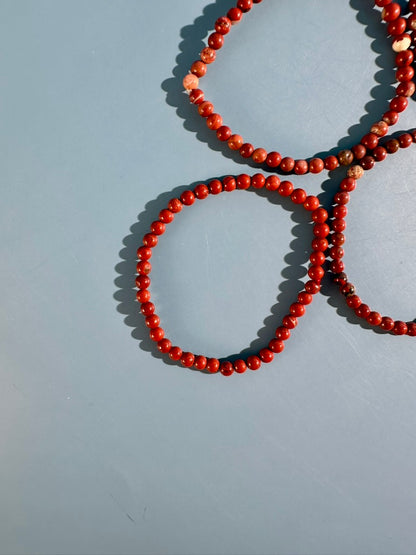 4mm Red Jasper Beaded Bracelet – Grounding Crystal